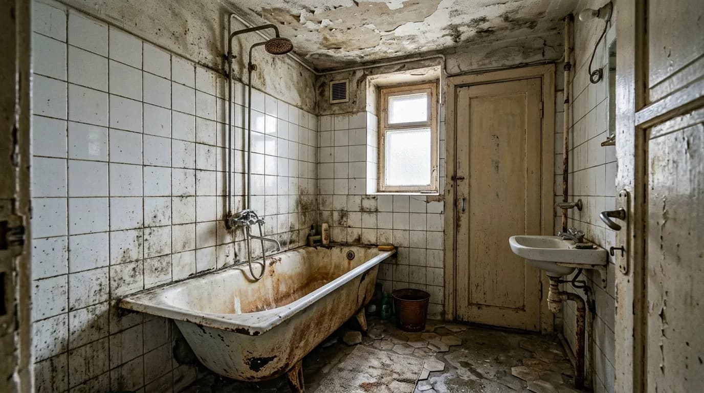 Senas vonios kambarys prieš renovaciją